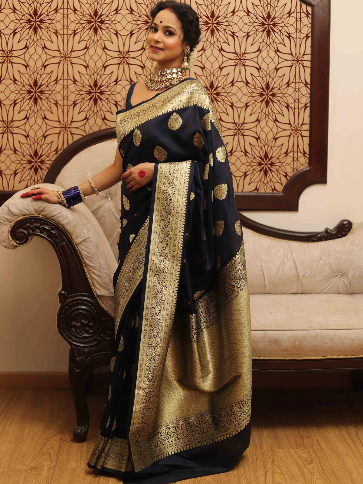 Blue Banarasi Pure Soft Semi Silk Saree With Unstiched Attractive Blouse Piece