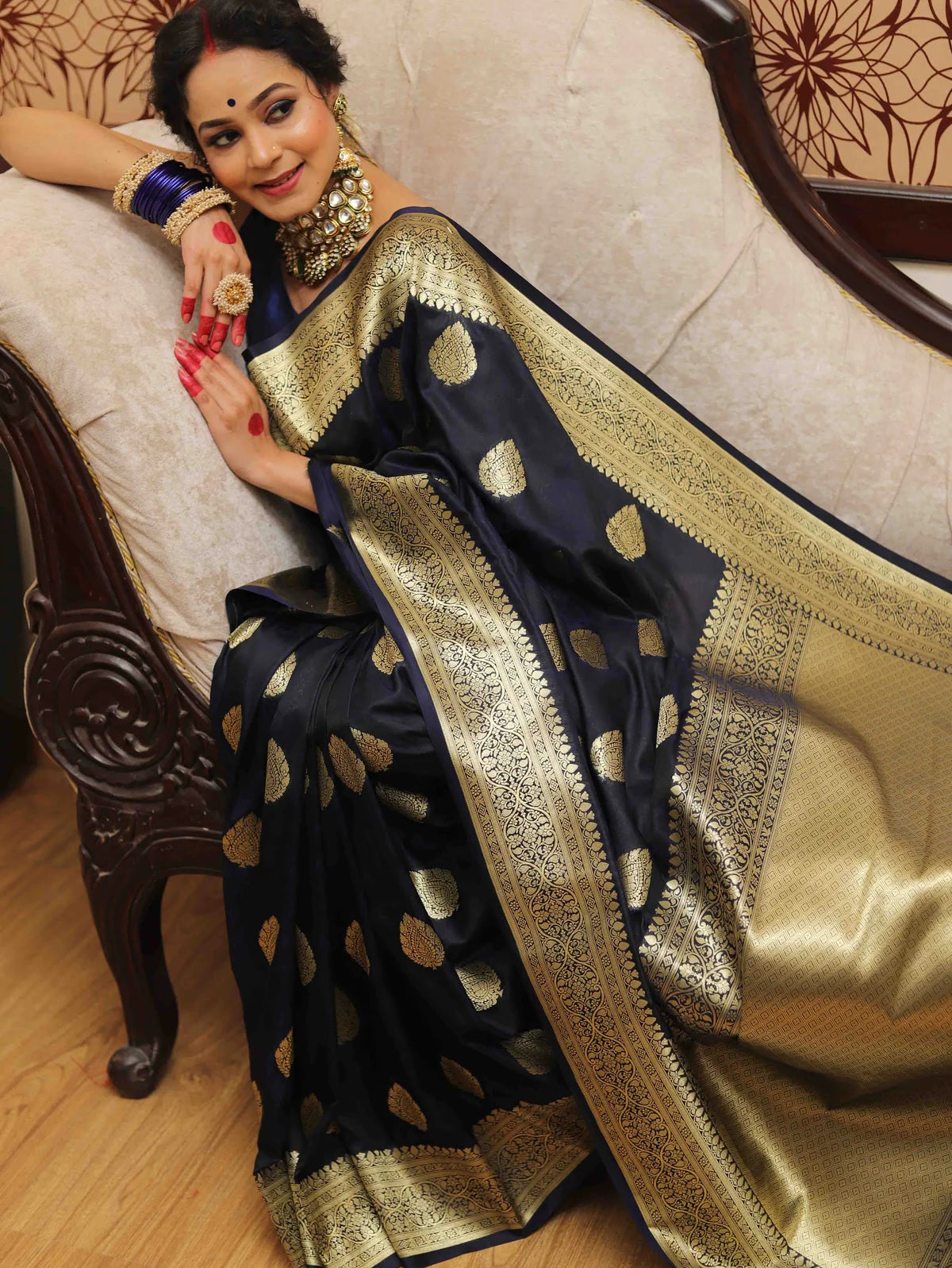 Blue Banarasi Pure Soft Semi Silk Saree With Unstiched Attractive Blouse Piece