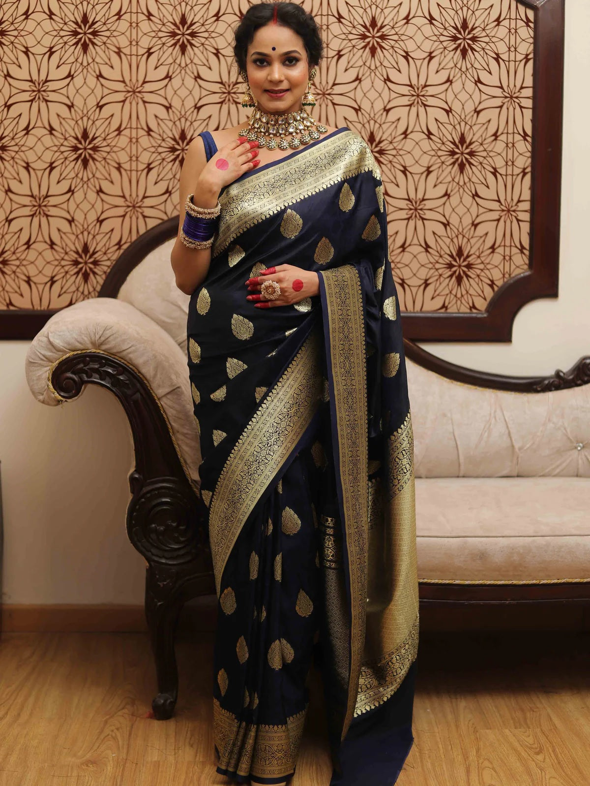 Blue Banarasi Pure Soft Semi Silk Saree With Unstiched Attractive Blouse Piece
