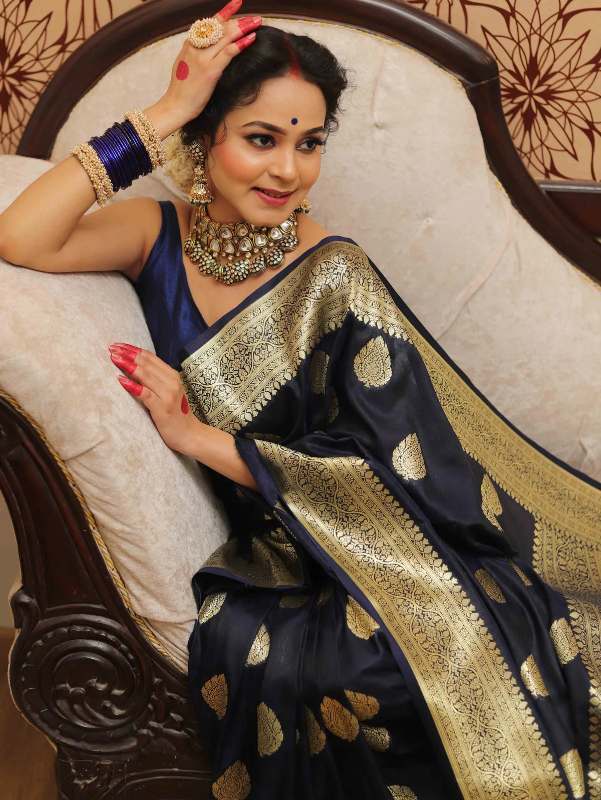 Blue Banarasi Pure Soft Semi Silk Saree With Unstiched Attractive Blouse Piece