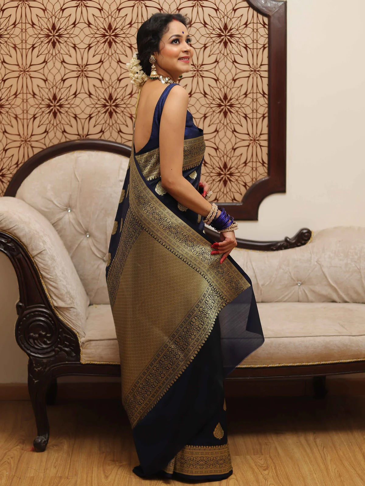 Blue Banarasi Pure Soft Semi Silk Saree With Unstiched Attractive Blouse Piece