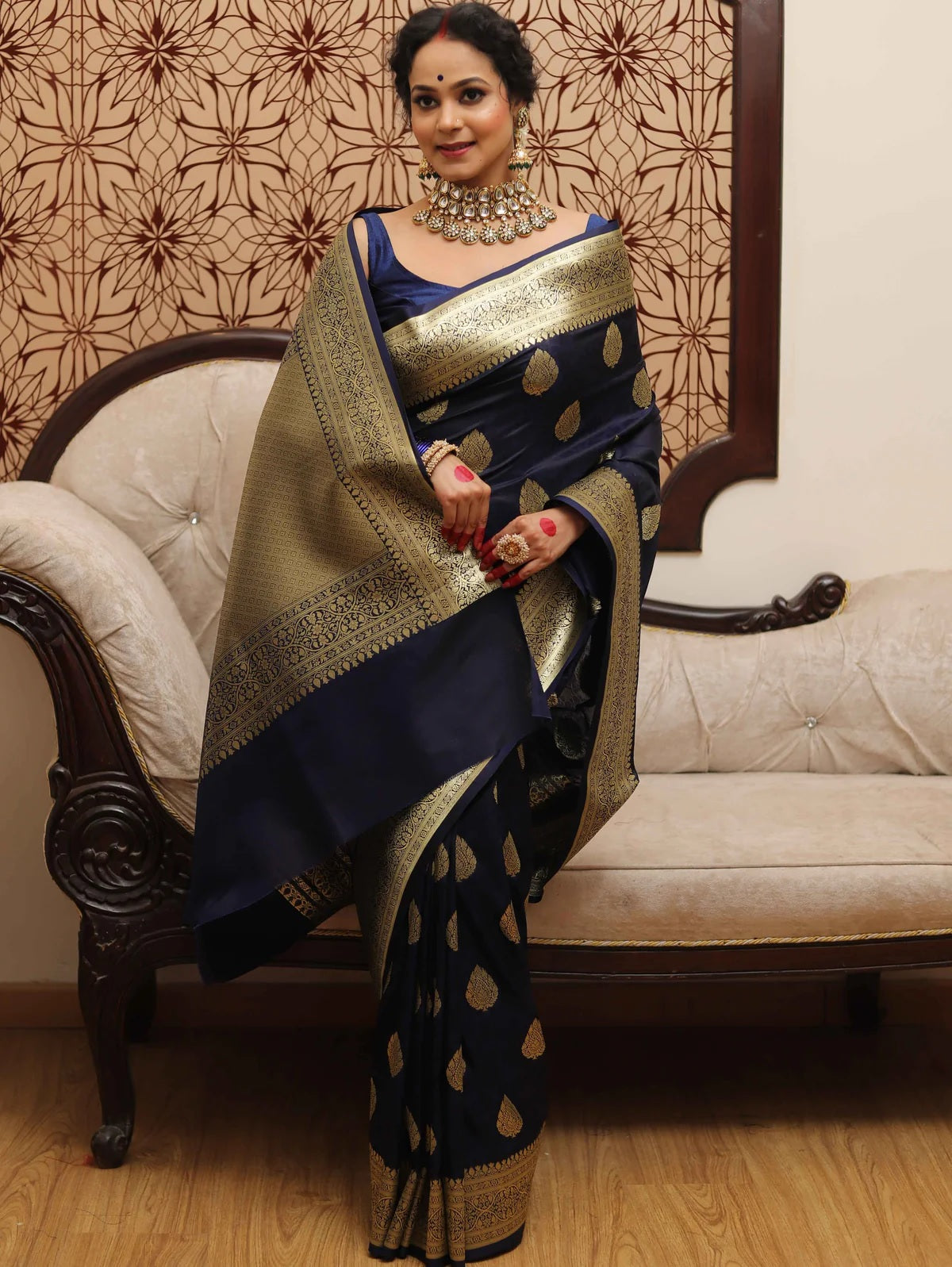 Blue Banarasi Pure Soft Semi Silk Saree With Unstiched Attractive Blouse Piece