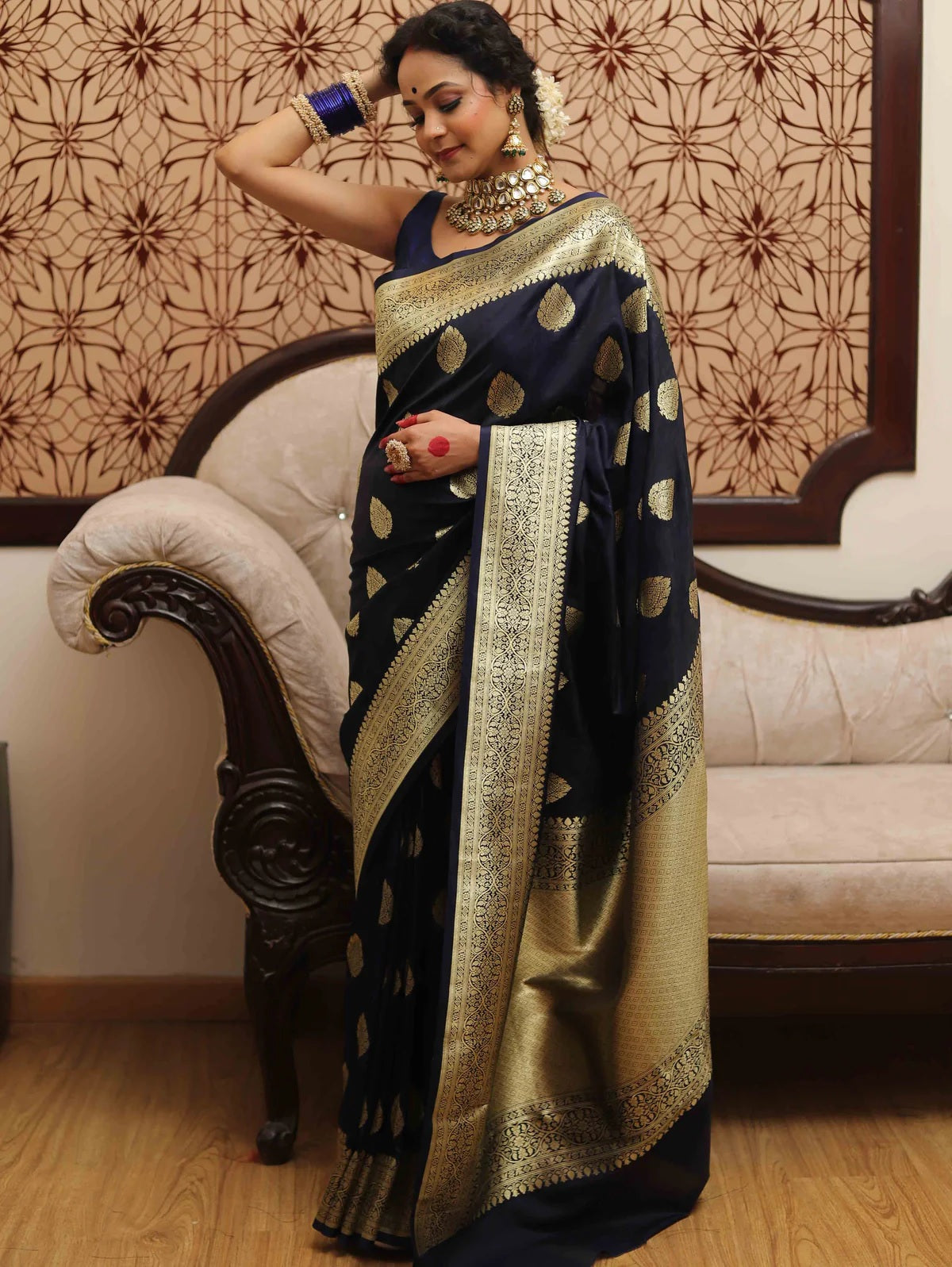 Blue Banarasi Pure Soft Semi Silk Saree With Unstiched Attractive Blouse Piece