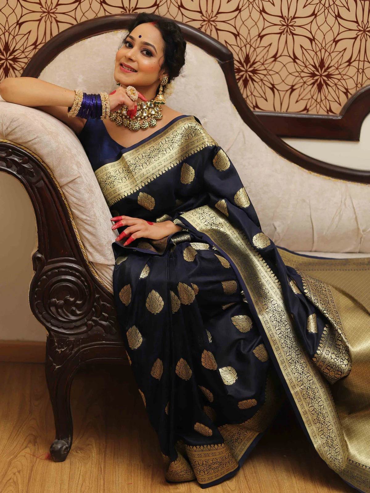 Blue Banarasi Pure Soft Semi Silk Saree With Unstiched Attractive Blouse Piece