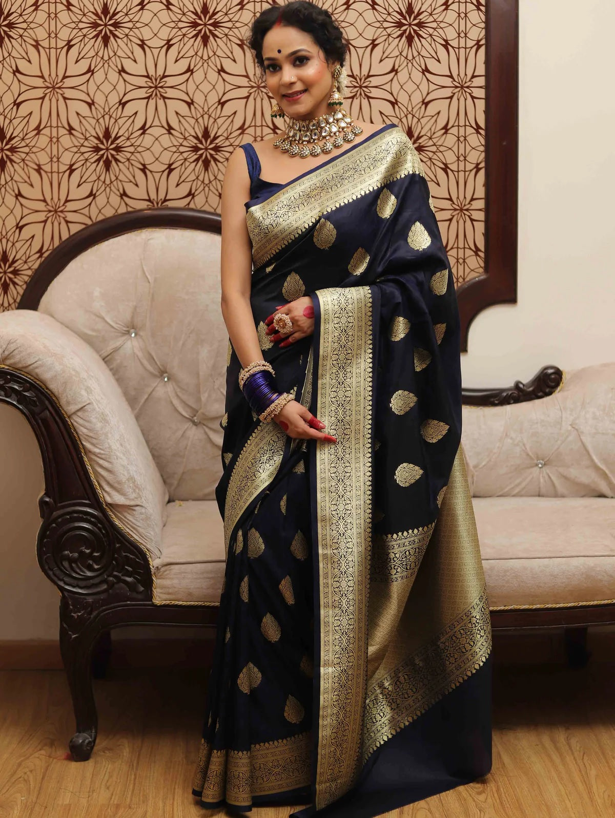 Blue Banarasi Pure Soft Semi Silk Saree With Unstiched Attractive Blouse Piece