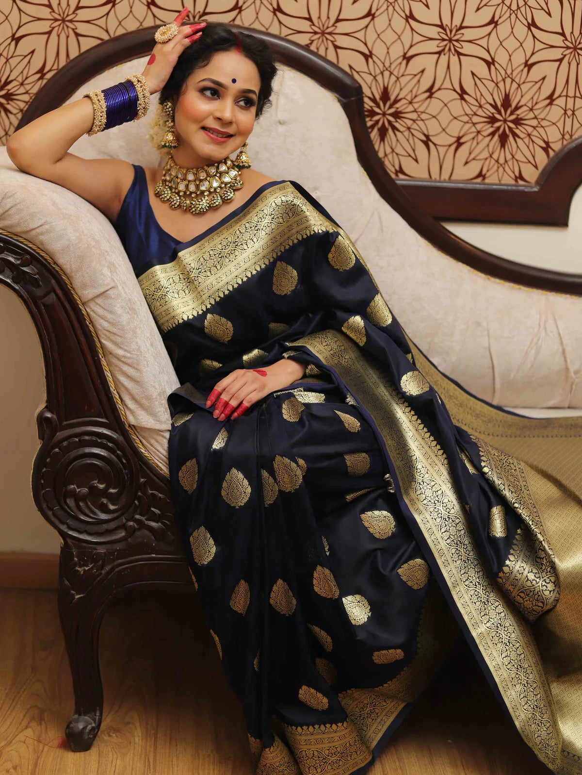 Blue Banarasi Pure Soft Semi Silk Saree With Unstiched Attractive Blouse Piece