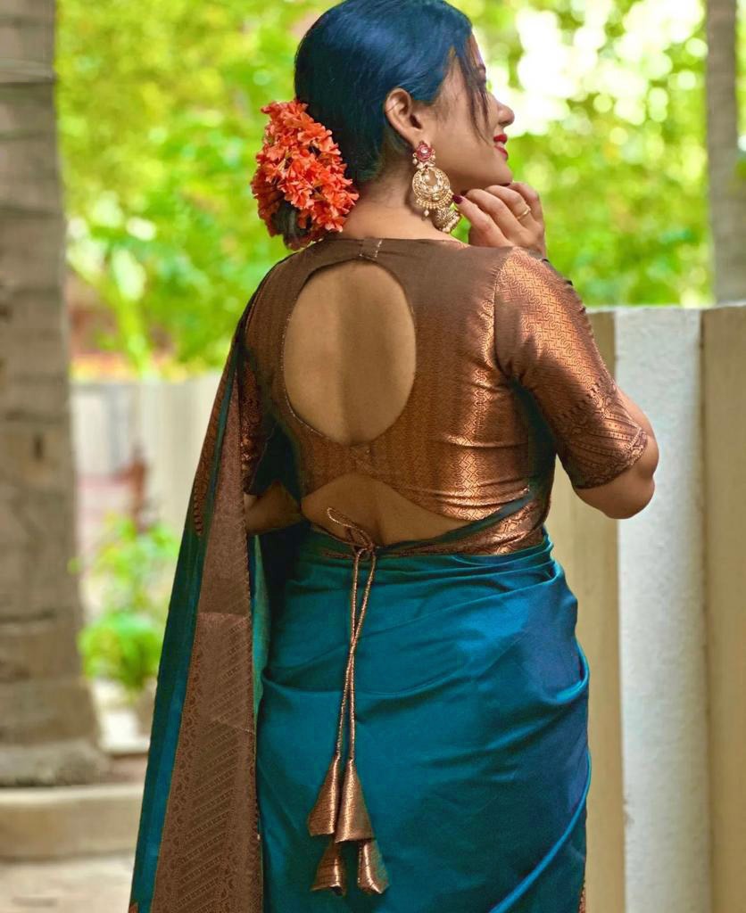 Morpinch Kanjivaram Pure Soft Semi Silk Saree With Unstiched Attractive Blouse Piece