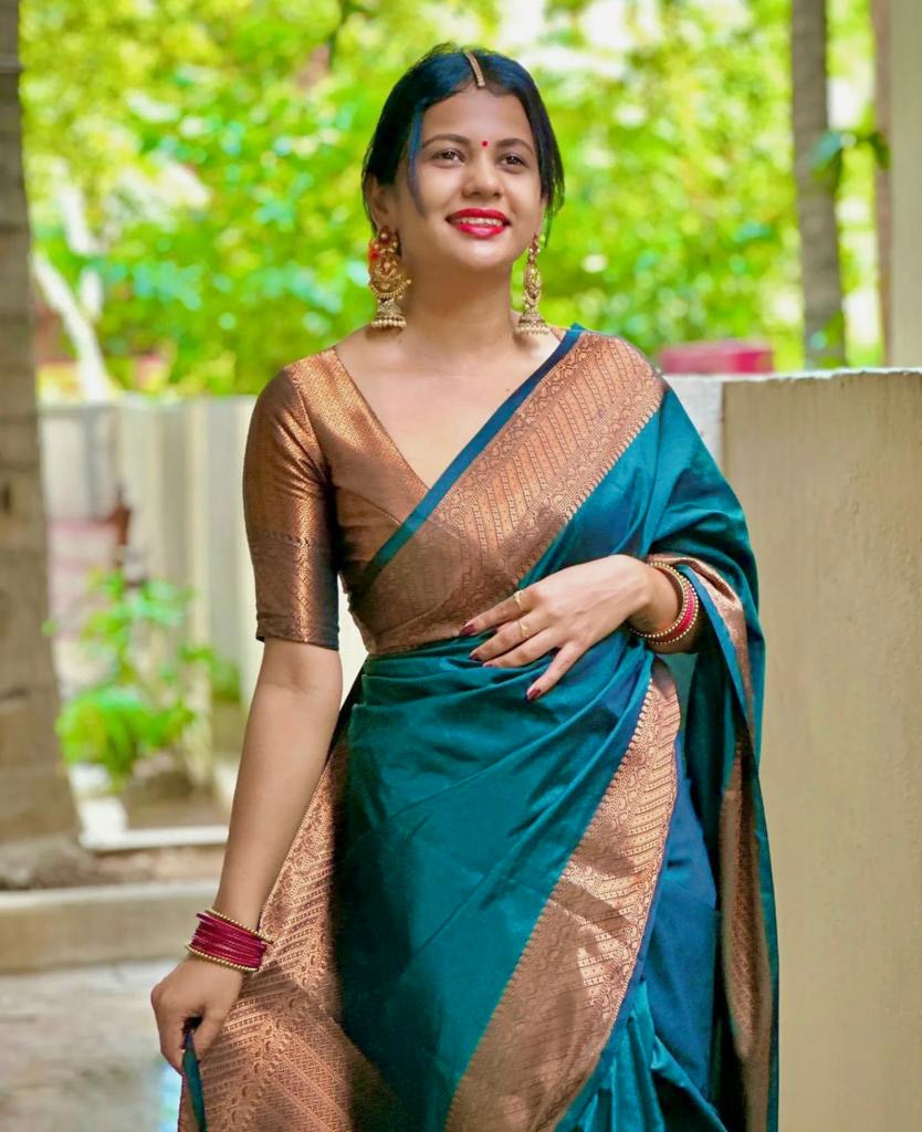 Morpinch Kanjivaram Pure Soft Semi Silk Saree With Unstiched Attractive Blouse Piece