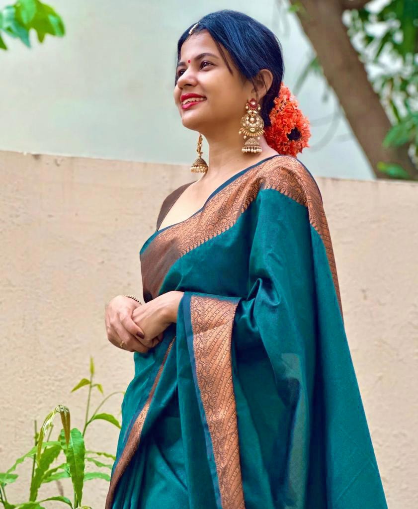 Morpinch Kanjivaram Pure Soft Semi Silk Saree With Unstiched Attractive Blouse Piece