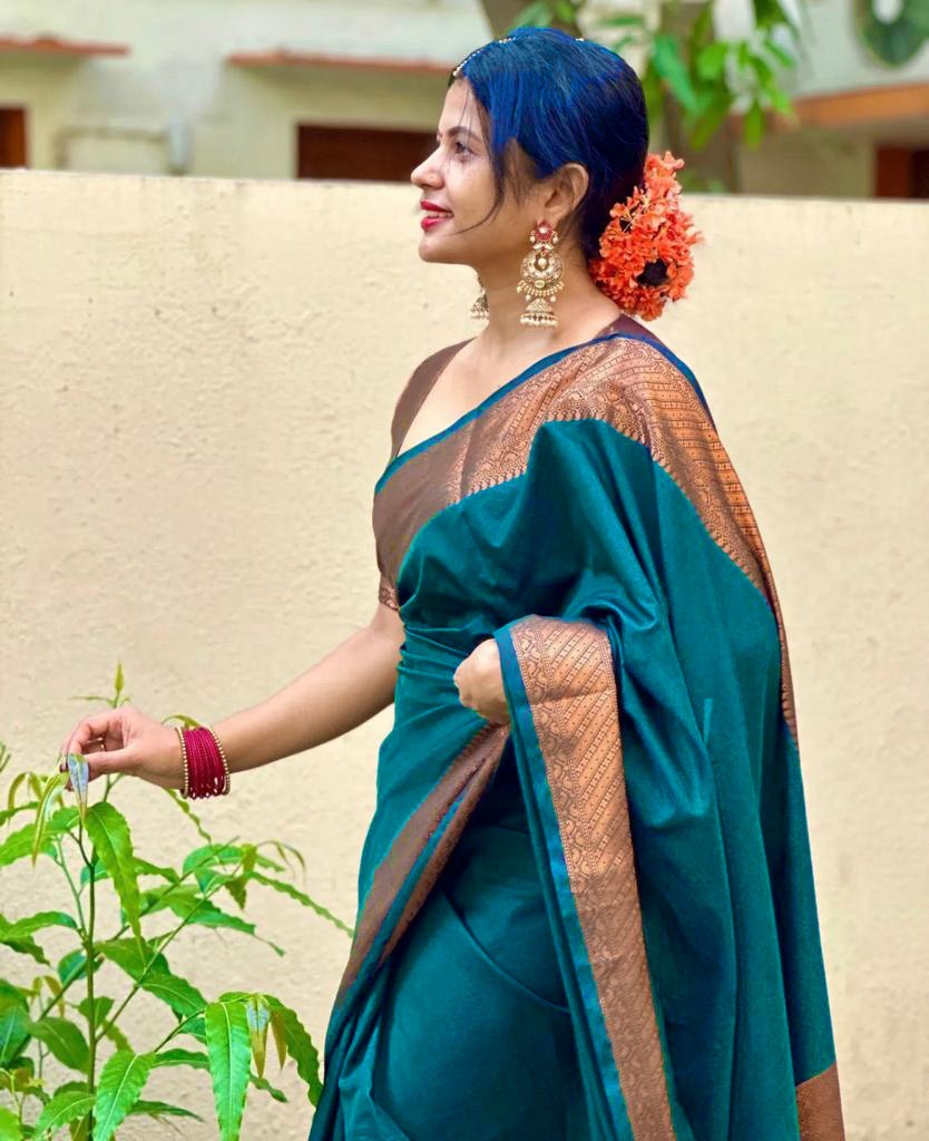 Morpinch Kanjivaram Pure Soft Semi Silk Saree With Unstiched Attractive Blouse Piece