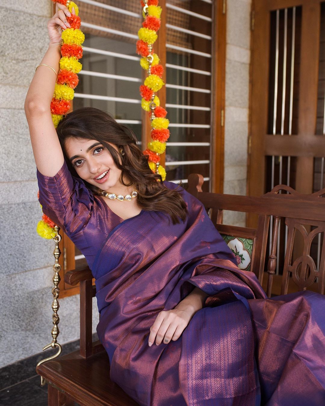 Violet Pure Soft Semi-Silk Saree Stylish Blouse Piece