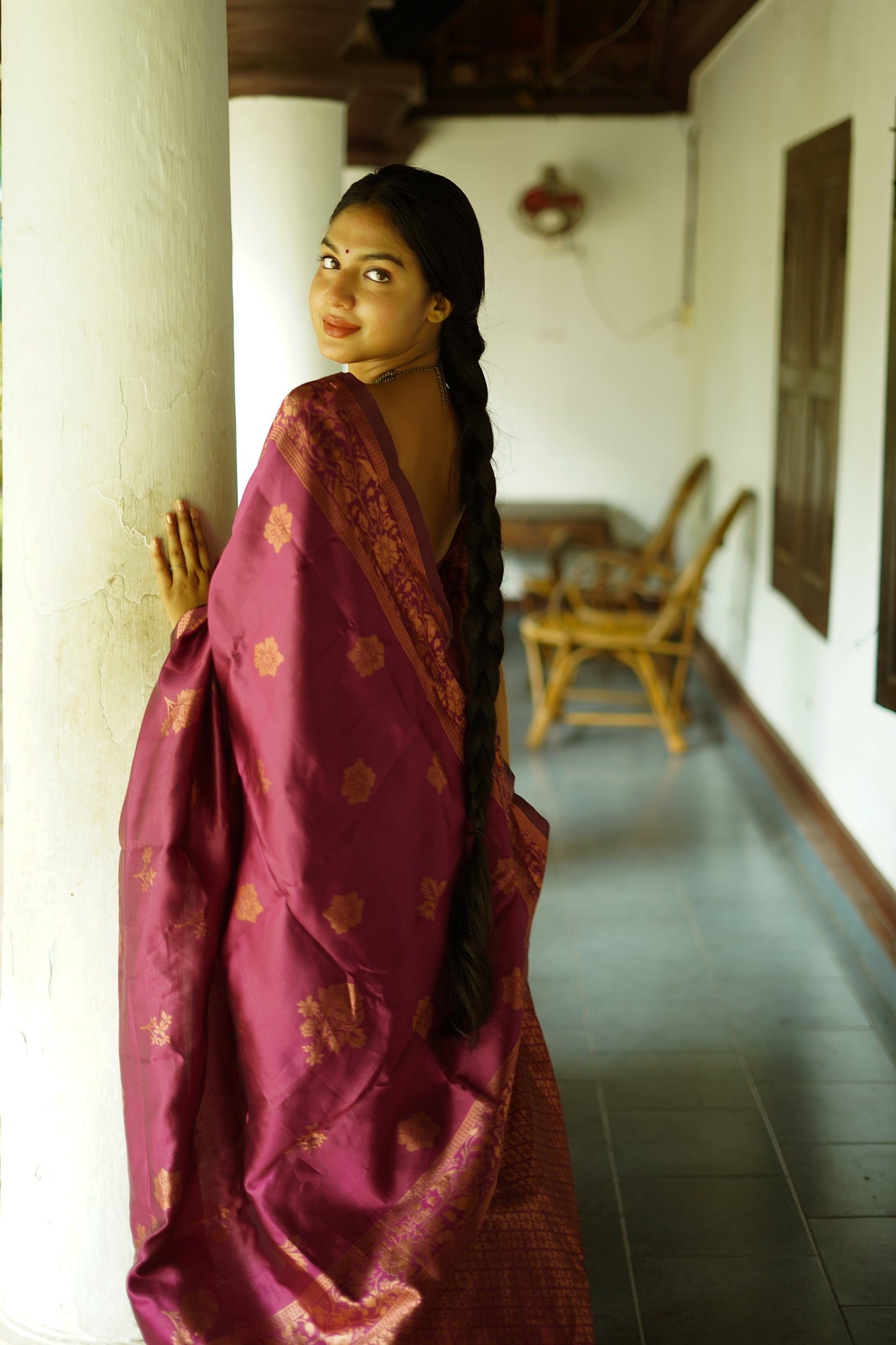 Wine Pure Soft Silk Saree With Twirling Blouse Piece