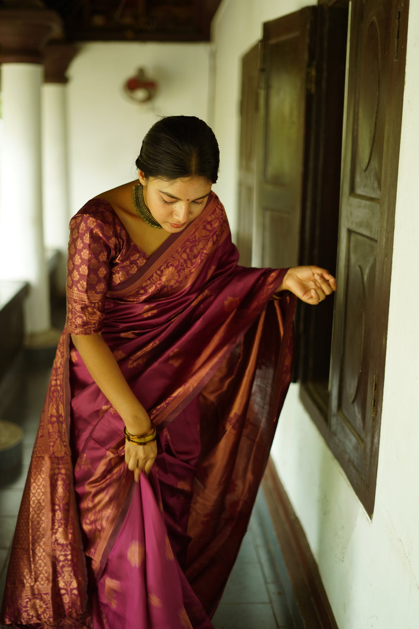 Wine Pure Soft Silk Saree With Twirling Blouse Piece