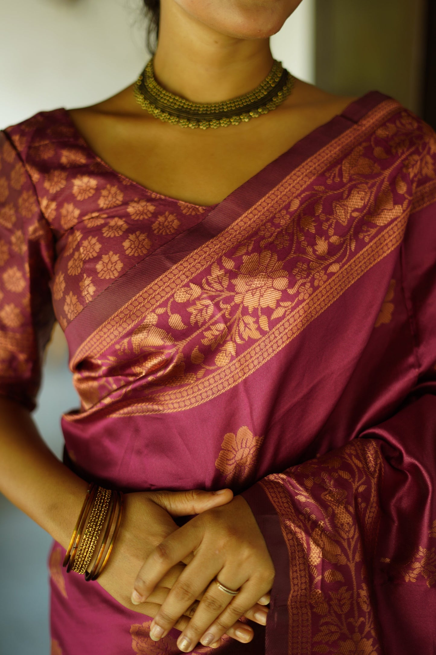 Wine Pure Soft Silk Saree With Twirling Blouse Piece