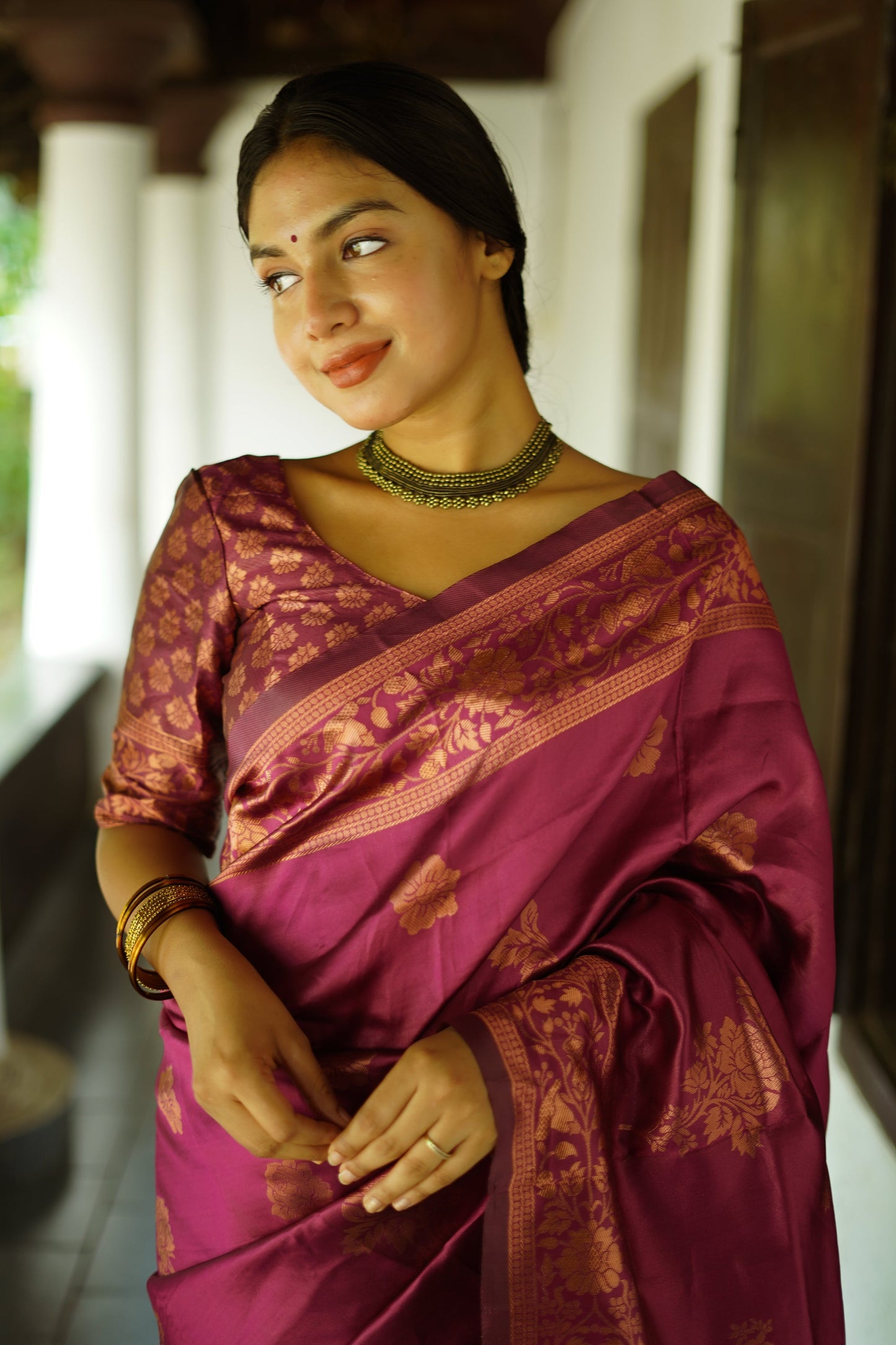 Wine Pure Soft Silk Saree With Twirling Blouse Piece