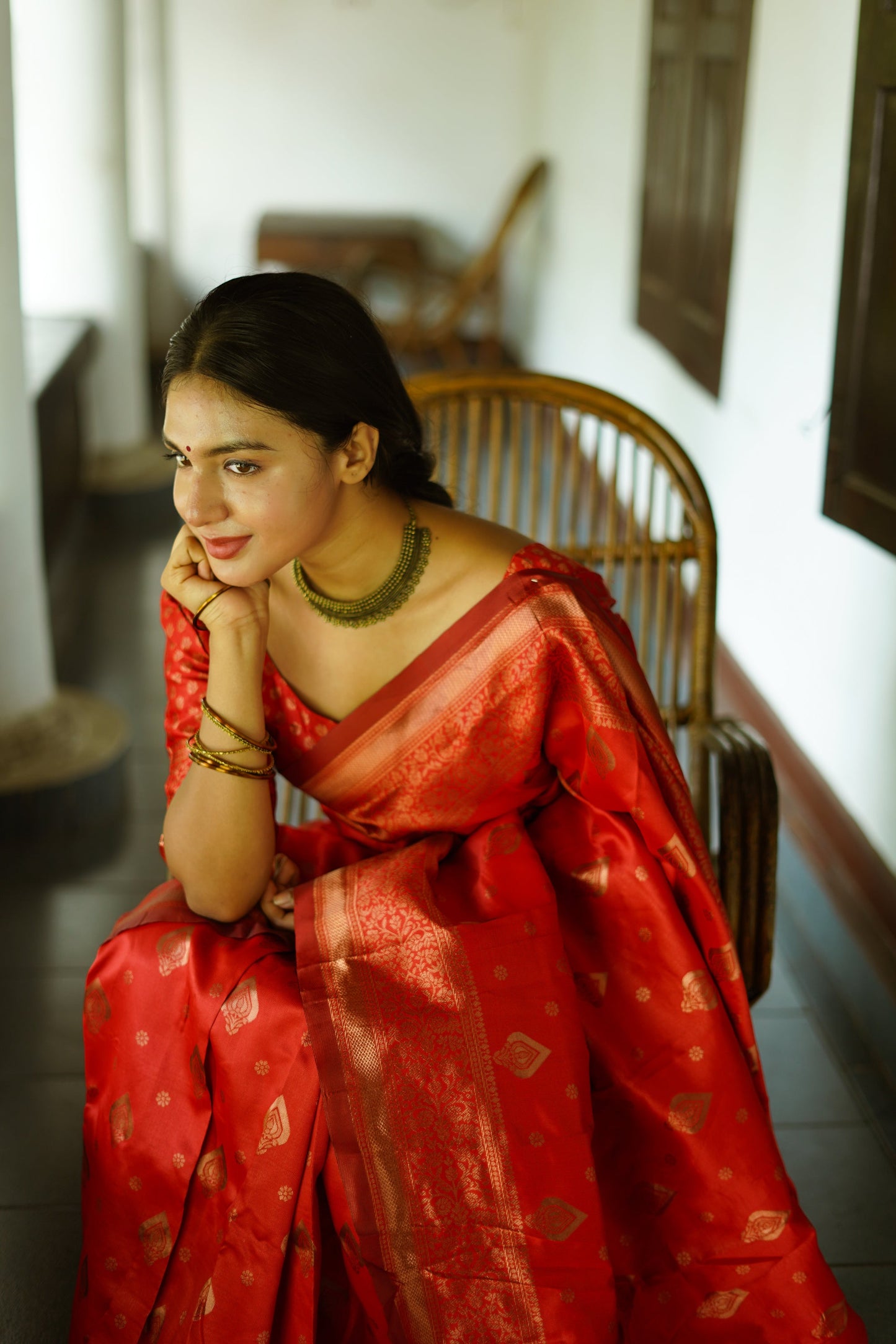 Red Pure Soft Silk Saree With Twirling Blouse Piece