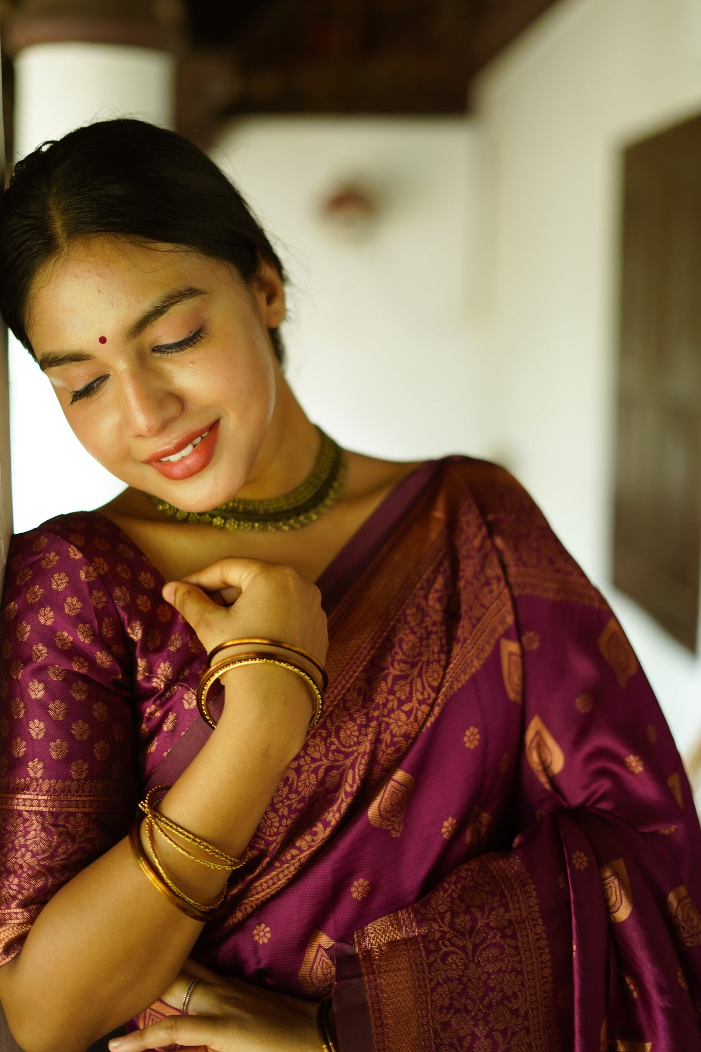 Wine Pure Soft Silk Saree With Twirling Blouse Piece