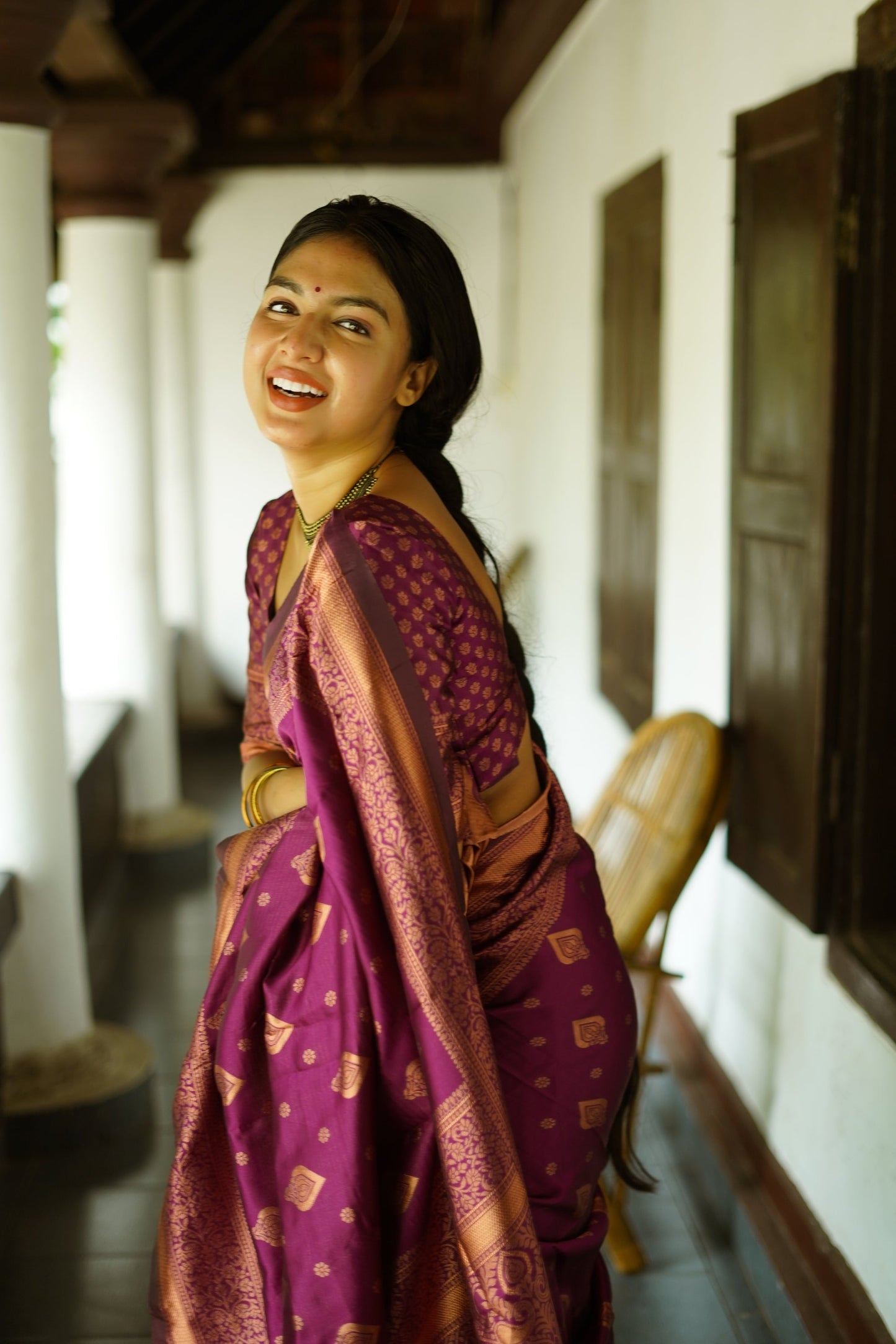 Wine Pure Soft Silk Saree With Twirling Blouse Piece