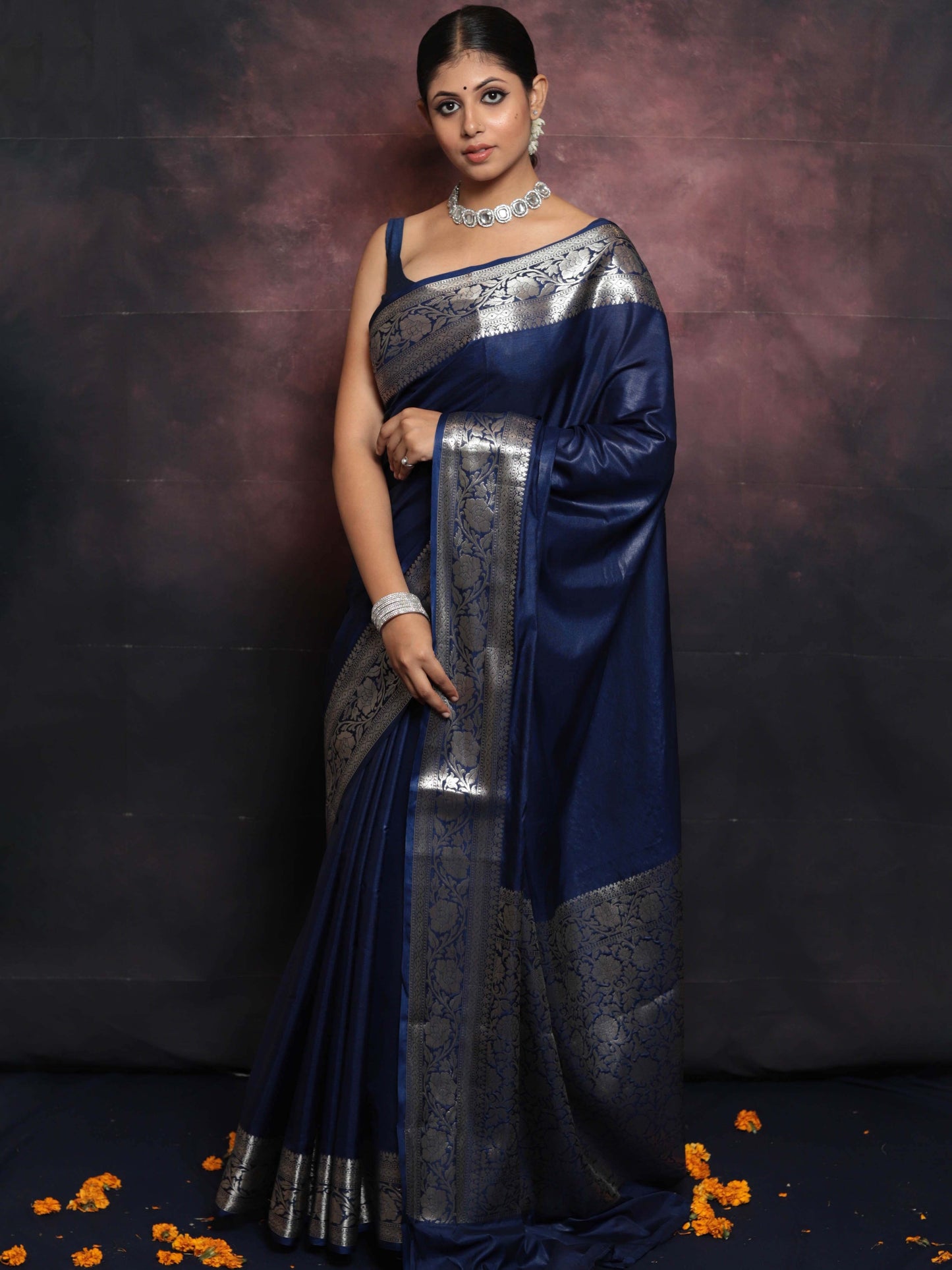 Blue Banarasi Pure Soft Semi Silk Saree With Unstiched Attractive Blouse Piece