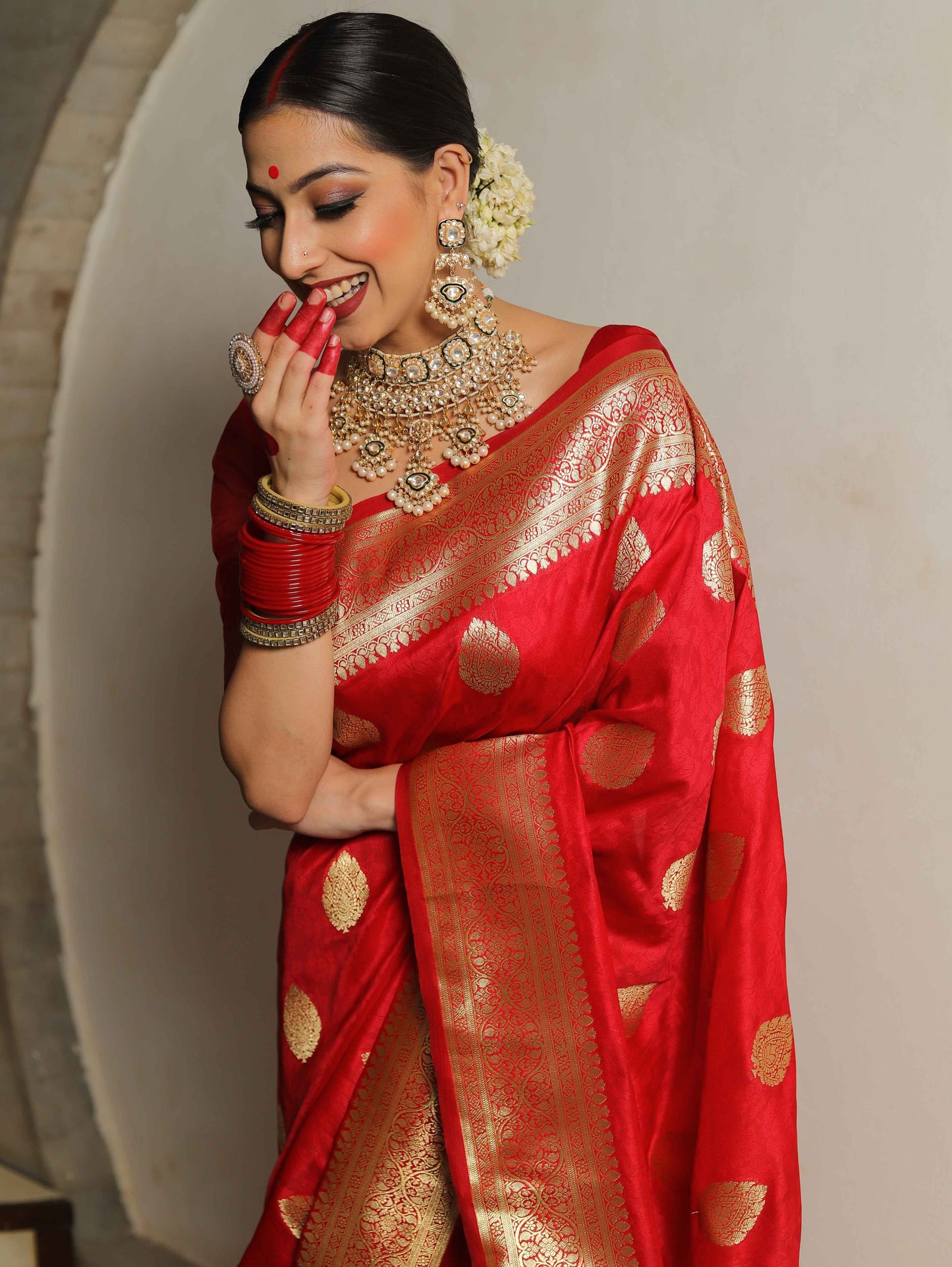 Red Banarasi Pure Soft Semi Silk Saree With Unstiched Attractive Blouse Piece