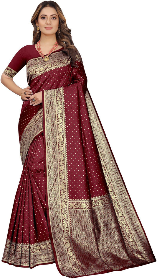 Maroon Pure Soft Silk Saree With Engrossing Blouse Piece