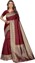 Maroon Pure Soft Silk Saree With Engrossing Blouse Piece