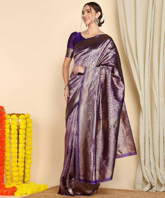 Purple Pure Soft Silk Saree With Engrossing Blouse Piece