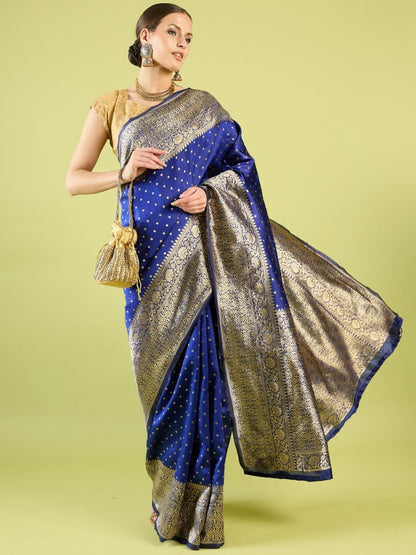 Blue Pure Soft Silk Saree With Engrossing Blouse Piece