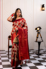 Maroon Pure Soft Silk Saree With Engrossing Blouse Piece