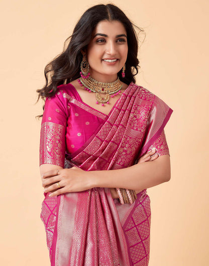 Pink Pure Soft Silk Saree With Engrossing Blouse Piece