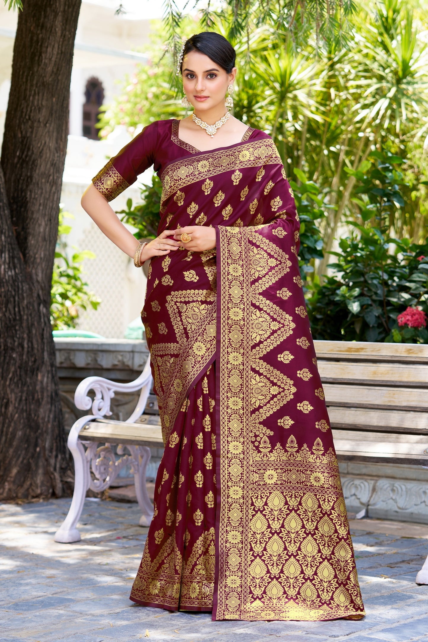 Wine Pure Soft Silk Saree With Engrossing Blouse Piece