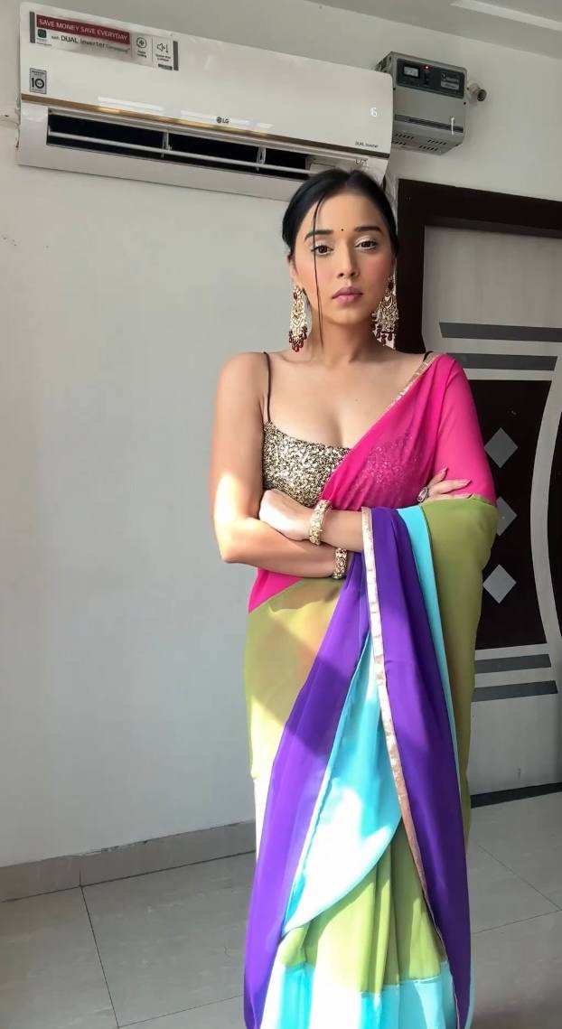 Rainbow Ready to Wear Georgette Saree With Unstitched Blouse Piece