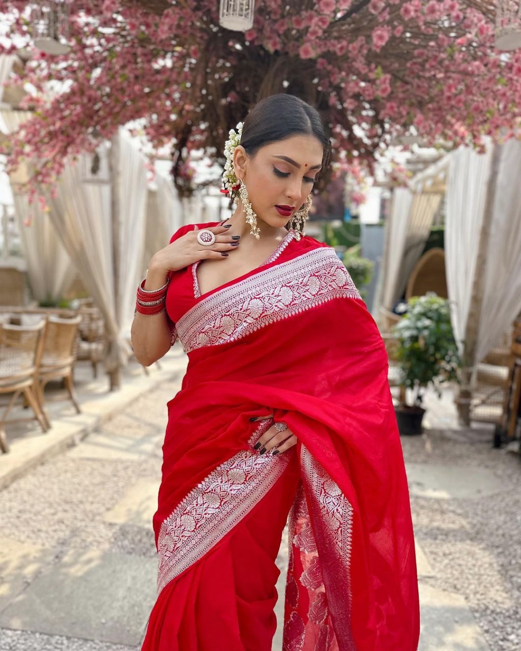 Red Combination Pure Soft Semi Silk Saree With Attractive Blouse Piece (Copy)