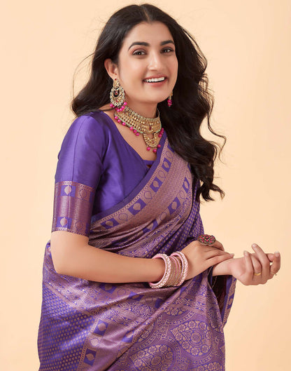 Purple Pure Soft Silk Saree With Engrossing Blouse Piece