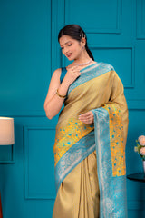 Yellow Sky Pure Soft Silk Saree With Engrossing Blouse Piece