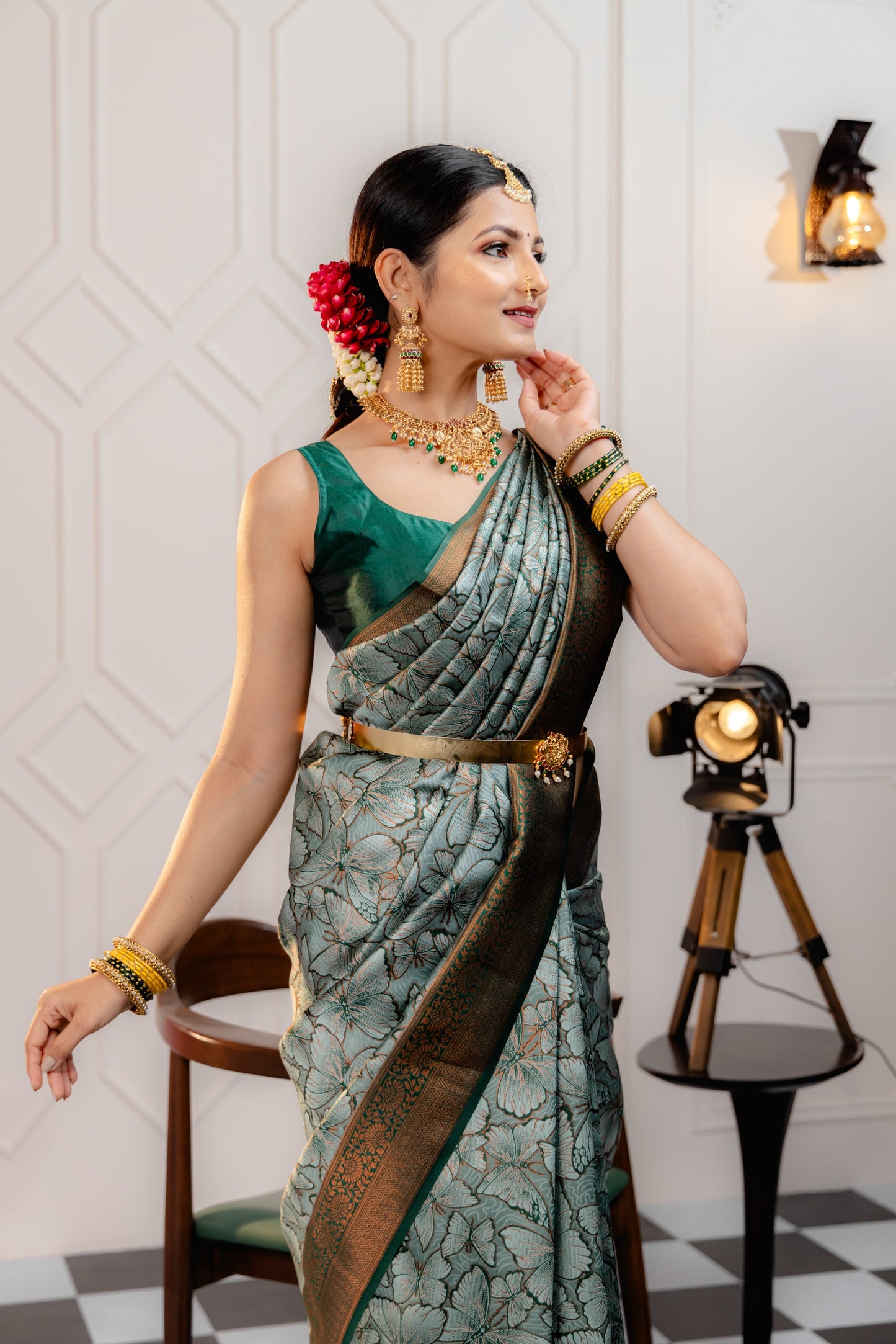 Pista Pure Soft Silk Saree With Engrossing Blouse Piece