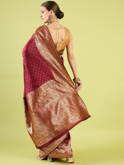 Maroon Pure Soft Silk Saree With Engrossing Blouse Piece