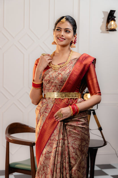 Maroon Pure Soft Silk Saree With Engrossing Blouse Piece