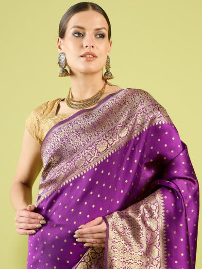 Purple Pure Soft Silk Saree With Engrossing Blouse Piece