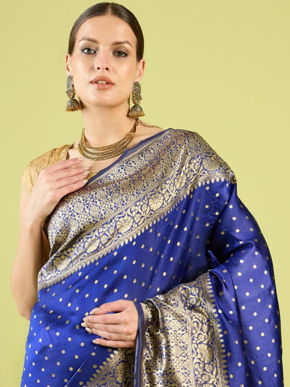 Blue Pure Soft Silk Saree With Engrossing Blouse Piece