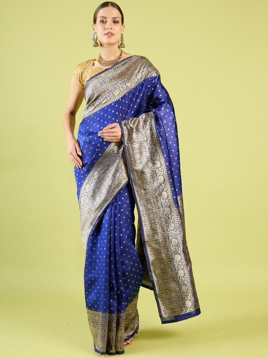 Blue Pure Soft Silk Saree With Engrossing Blouse Piece