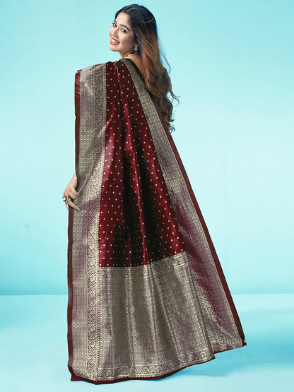 Maroon Pure Soft Silk Saree With Engrossing Blouse Piece