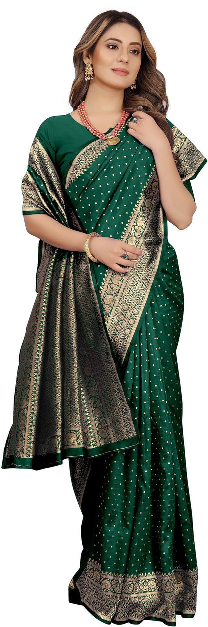 Green Pure Soft Silk Saree With Engrossing Blouse Piece