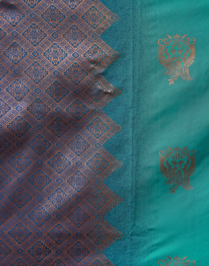 Teel Green Pure Soft Silk Saree With Engrossing Blouse Piece