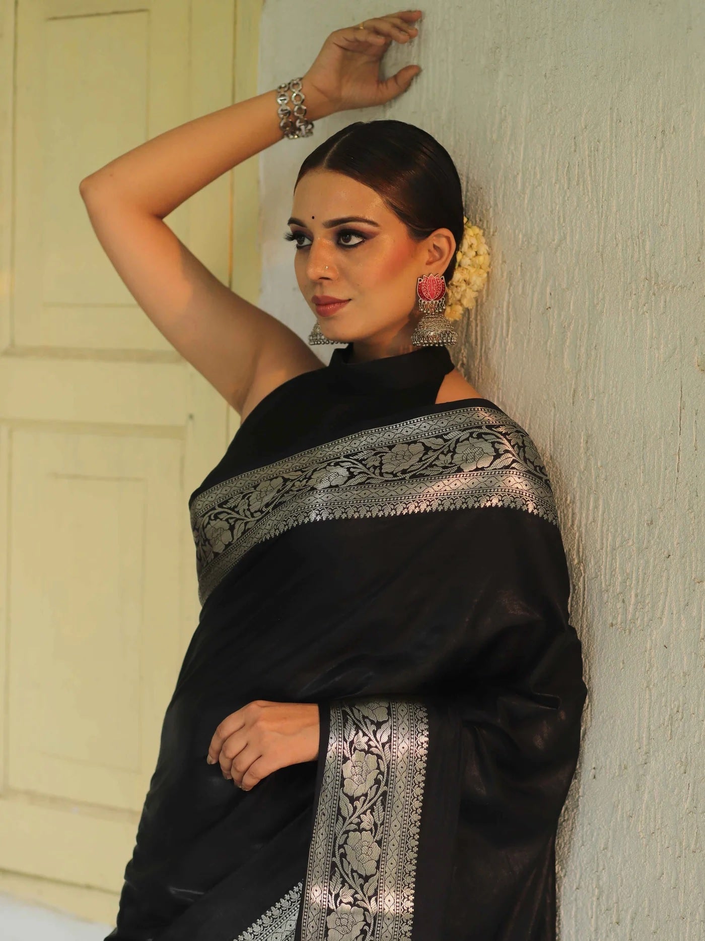 Black Banarasi Pure Soft Semi Silk Saree With Unstiched Attractive Blouse Piece