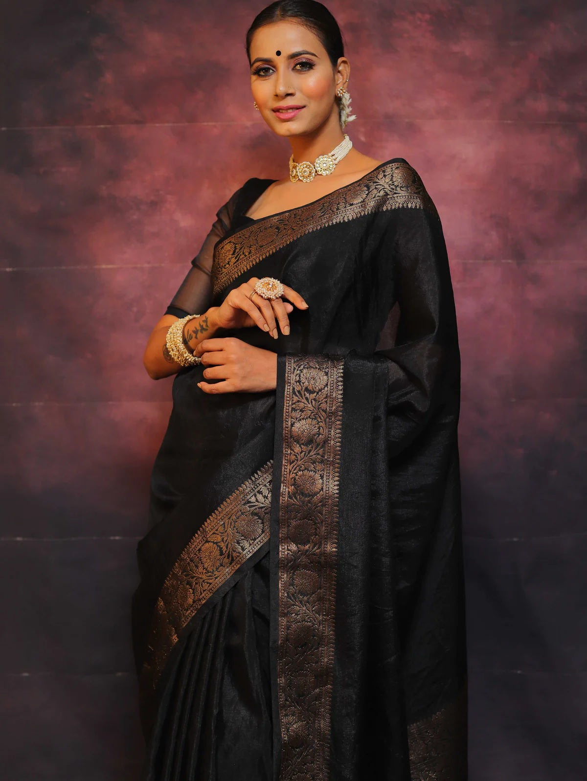 Black Kanjivaram Pure Soft Semi Silk Saree With Unstiched Attractive Blouse Piece