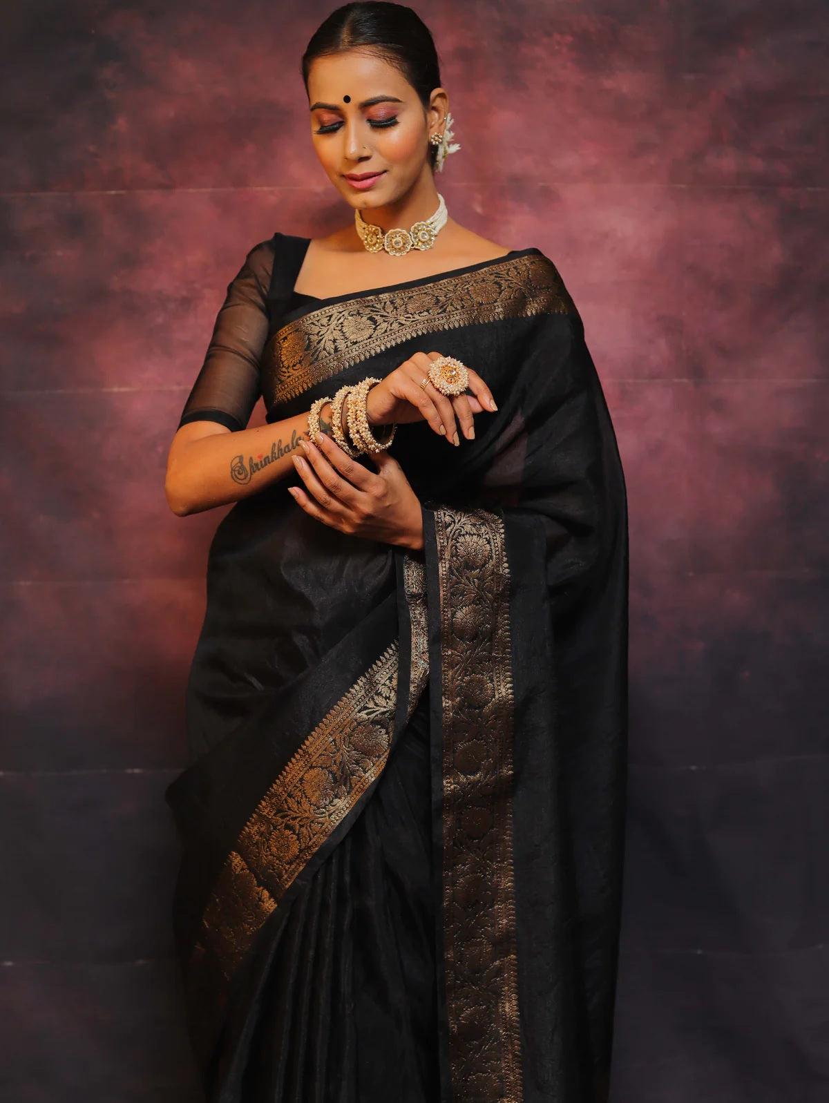 Black Kanjivaram Pure Soft Semi Silk Saree With Unstiched Attractive Blouse Piece