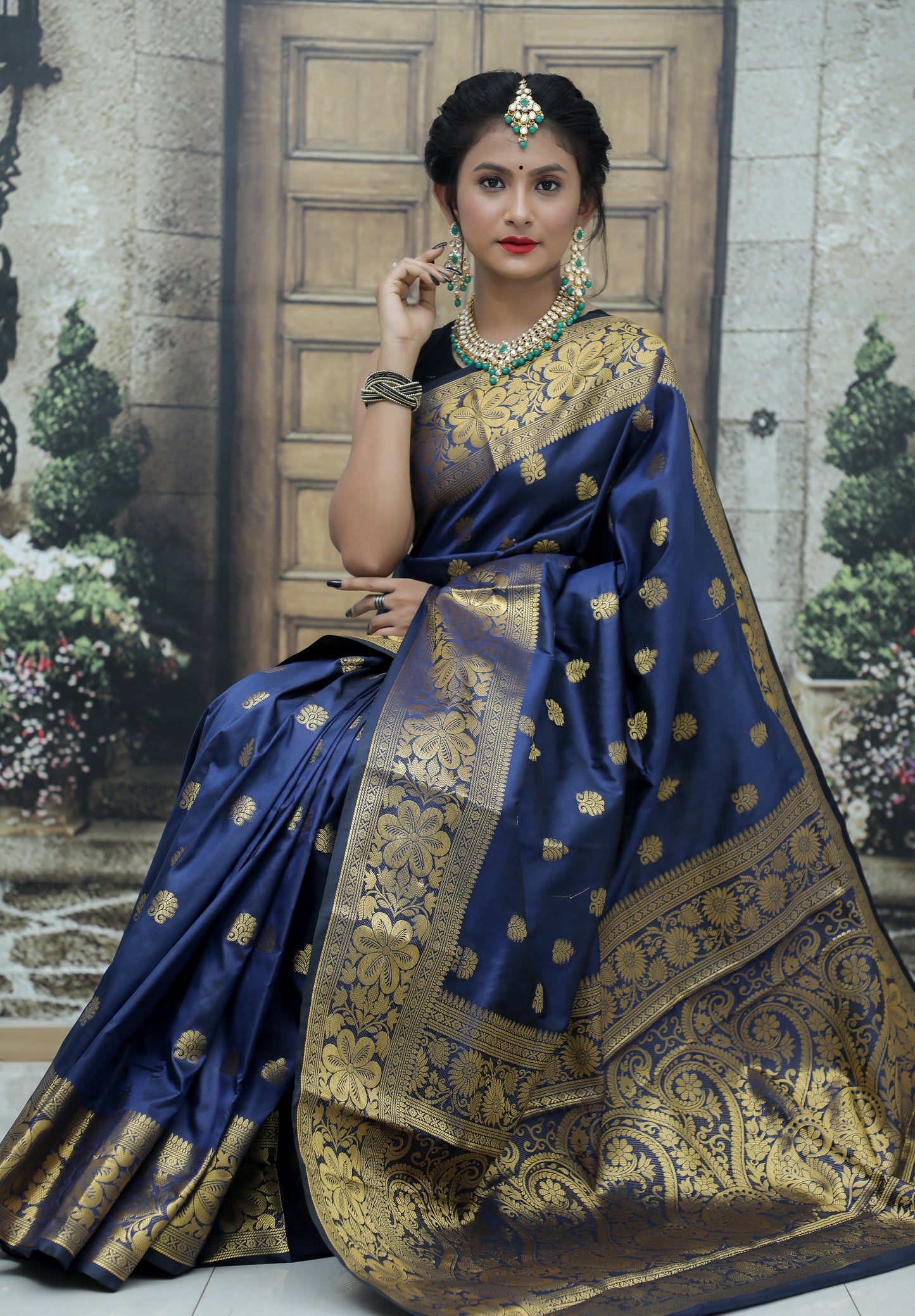 Blue  Kanjivaram Pure Soft Semi Silk Saree With Unstiched Attractive Blouse Piece