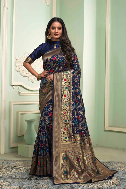 Blue Pure Soft Semi Silk Saree With Attractive Blouse Piece