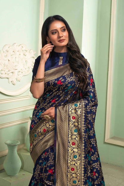 Blue Pure Soft Semi Silk Saree With Attractive Blouse Piece